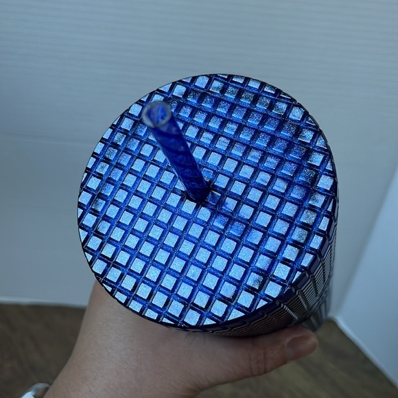 NWT Starbucks Blueberry Venti Cup ‘Cobalt Blue Pearl Grid’ Glitter Tumbler - Picture 10 of 12